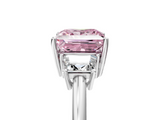 White gold Fancy Pink Princess  Diamond Three-Stone Ring with Trapezoid Side Stones and Prong Setting_5