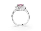 White gold Fancy Pink Princess  Halo Cluster Diamond Engagement Ring with Prong Setting and Polished Band_30