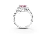 White gold Fancy Pink Princess  Halo Cluster Diamond Engagement Ring with Prong Setting and Polished Band_42