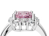 White gold Fancy Pink Princess  Halo Cluster Diamond Engagement Ring with Prong Setting and Polished Band_43