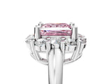 White gold Fancy Pink Princess  Halo Cluster Diamond Engagement Ring with Prong Setting and Polished Band_44