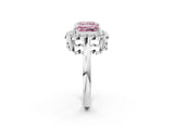 White gold Fancy Pink Princess  Halo Cluster Diamond Engagement Ring with Solitaire Band and Prong Setting_48