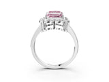 White gold Fancy Pink Princess  Halo Cluster Diamond Engagement Ring with Solitaire Band and Prong Setting_49