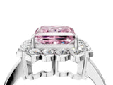White gold Fancy Pink Princess  Halo Cluster Diamond Engagement Ring with Solitaire Band and Prong Setting_50