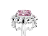 White gold Fancy Pink Princess  Halo Cluster Diamond Engagement Ring with Solitaire Band and Prong Setting_51