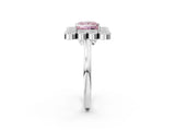 White gold Fancy Pink Princess  Halo Diamond Cluster Engagement Ring with Milgrain Bezel Setting and Solitaire Band_29