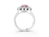 White gold Fancy Pink Princess  Halo Diamond Cluster Engagement Ring with Milgrain Bezel Setting and Solitaire Band_30