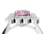 White gold Fancy Pink Princess  Halo Diamond Cluster Engagement Ring with Milgrain Bezel Setting and Solitaire Band_31