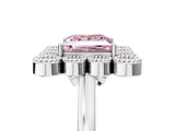 White gold Fancy Pink Princess  Halo Diamond Cluster Engagement Ring with Milgrain Bezel Setting and Solitaire Band_32