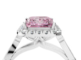 White gold Fancy Pink Princess  Halo Diamond Engagement Ring with Filigree Band and Four-Prong Setting_108