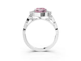 White gold Fancy Pink Princess  Halo Diamond Engagement Ring with Milgrain Band and Four-Prong Setting_29