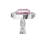 White gold Fancy Pink Princess  Halo Diamond Engagement Ring with Milgrain Band and Four-Prong Setting_31