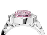 White gold Fancy Pink Princess  Halo Diamond Engagement Ring with Milgrain Band and Four-Prong Setting_32
