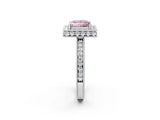 White gold Fancy Pink Princess  Halo Diamond Engagement Ring with Milgrain Pave Band and Four-Prong Setting_113
