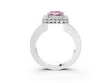 White gold Fancy Pink Princess  Halo Diamond Engagement Ring with Milgrain Pave Band and Four-Prong Setting_114