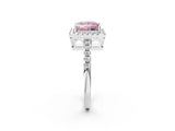White gold Fancy Pink Princess  Halo Diamond Engagement Ring with Pavé Band and Four-Prong Setting_83