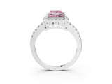 White gold Fancy Pink Princess  Halo Diamond Engagement Ring with Pavé Band and Four-Prong Setting_84