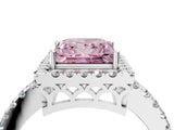 White gold Fancy Pink Princess  Halo Diamond Engagement Ring with Pavé Band and Four-Prong Setting_85