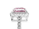 White gold Fancy Pink Princess  Halo Diamond Engagement Ring with Pavé Band and Four-Prong Setting_86