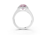 White gold Fancy Pink Princess  Halo Diamond Engagement Ring with Solitaire Band and Four-Prong Setting_3
