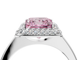 White gold Fancy Pink Princess  Halo Diamond Engagement Ring with Solitaire Band and Four-Prong Setting_4