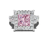 White gold Fancy Pink Princess  Halo Diamond Engagement Ring with Split Shank and Four-Prong Setting_35