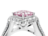 White gold Fancy Pink Princess  Halo Diamond Engagement Ring with Split Shank and Prong Setting_33