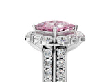 White gold Fancy Pink Princess  Halo Diamond Engagement Ring with Split Shank and Prong Setting_34