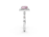 White gold Fancy Pink Princess  Halo Diamond Engagement Ring with Twisted Band and Four-Prong Setting 2