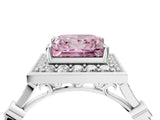 White gold Fancy Pink Princess  Halo Diamond Engagement Ring with Twisted Band and Four-Prong Setting 4