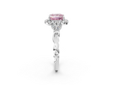 White gold Fancy Pink Princess  Halo Diamond Engagement Ring with Vintage-Inspired Band and Four-Prong Setting_5