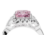 White gold Fancy Pink Princess  Halo Diamond Engagement Ring with Vintage-Inspired Band and Four-Prong Setting_7