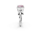 White gold Fancy Pink Princess  Halo Diamond Floral Band with Four-Prong Setting_37