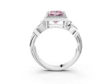 White gold Fancy Pink Princess  Halo Diamond Floral Band with Four-Prong Setting_39