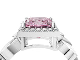 White gold Fancy Pink Princess  Halo Diamond Floral Band with Four-Prong Setting_39