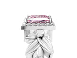 White gold Fancy Pink Princess  Halo Diamond Floral Band with Four-Prong Setting_41