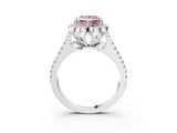 White gold Fancy Pink Princess  Halo Diamond Floral Split Shank Engagement Ring 4