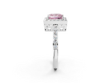 White gold Fancy Pink Princess  Halo Diamond Pavé Band Ring with Prong Setting_2