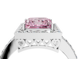 White gold Fancy Pink Princess  Halo Diamond Pavé Band Ring with Prong Setting_4