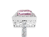 White gold Fancy Pink Princess  Halo Diamond Pavé Band Ring with Prong Setting_5