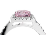 White gold Fancy Pink Princess  Halo Diamond Pavé Solitaire Ring_67