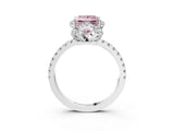 White gold Fancy Pink Princess  Halo Diamond Pave Band Ring with Four-Prong Setting_18