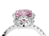 White gold Fancy Pink Princess  Halo Diamond Pave Band Ring with Four-Prong Setting_19