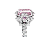 White gold Fancy Pink Princess  Halo Diamond Pave Band Ring with Four-Prong Setting_20