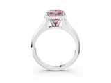 White gold Fancy Pink Princess  Halo Diamond Ring with Cathedral Band and Four-Prong Setting_31
