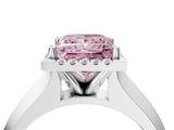 White gold Fancy Pink Princess  Halo Diamond Ring with Cathedral Band and Four-Prong Setting_33