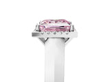 White gold Fancy Pink Princess  Halo Diamond Ring with Cathedral Band and Four-Prong Setting_34