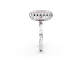White gold Fancy Pink Princess  Halo Diamond Ring with Milgrain Edge and Round Prong Setting_37