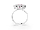 White gold Fancy Pink Princess  Halo Diamond Ring with Milgrain Edge and Round Prong Setting_38