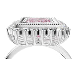 White gold Fancy Pink Princess  Halo Diamond Ring with Milgrain Edge and Round Prong Setting_39